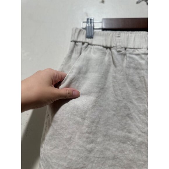 Quince 100% Linen Flare Pants Womens Small Beige Elastic Waist Coastal Lagenlook - Picture 12 of 12